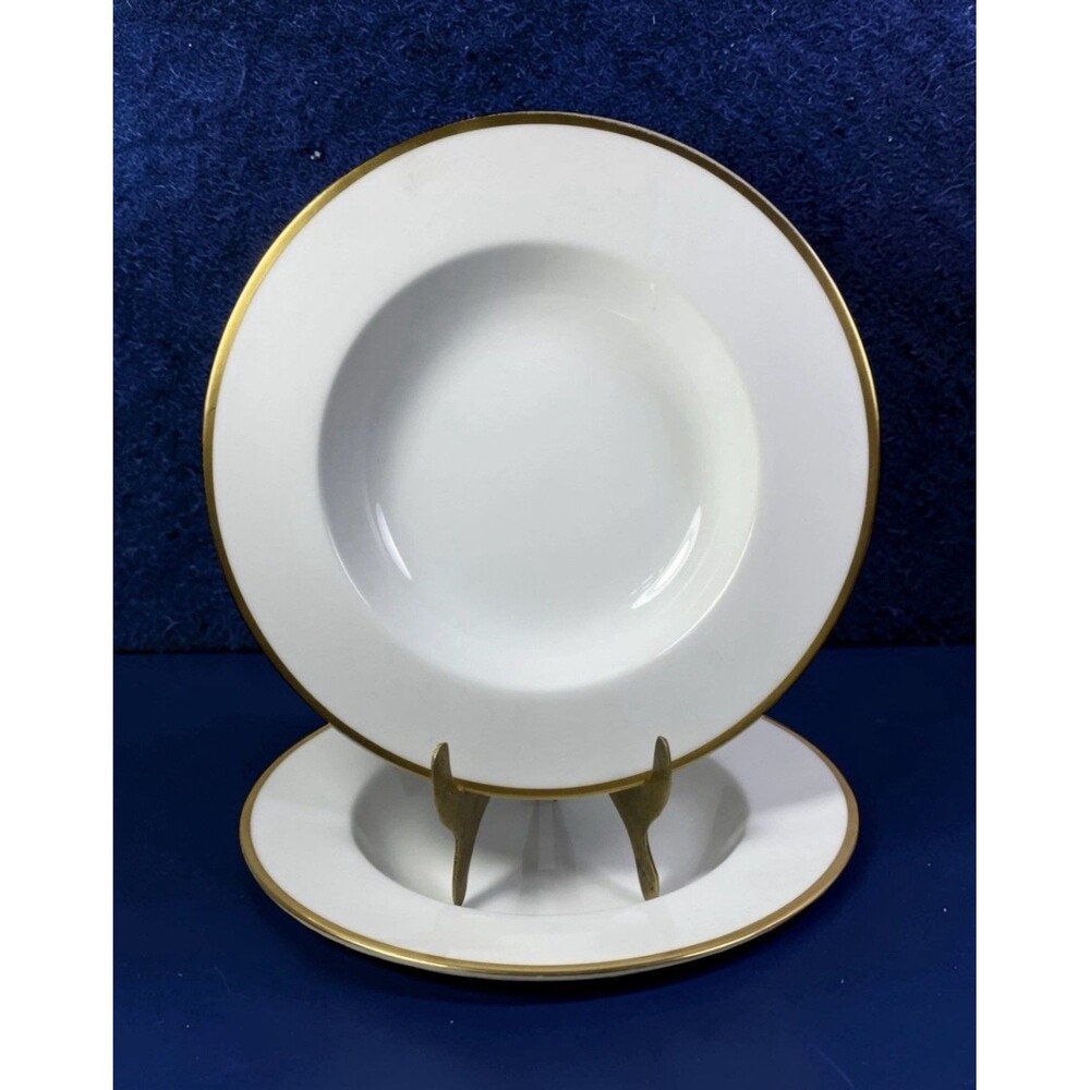 VTG Noritake Patricia 4982 Rim Soup Bowls Set of 2 Gold Trim Occupied Japan